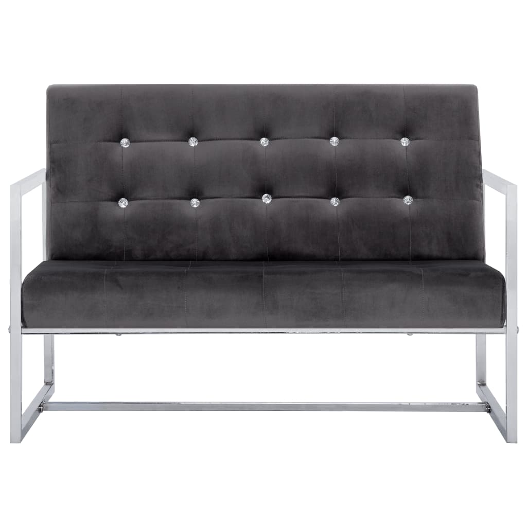 vidaXL 2-seters sofa med armlene mørkegrå krom og fløyel