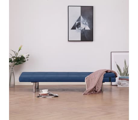 vidaXL Sofa Bed with Two Pillows Blue Fabric