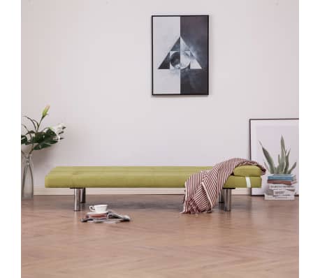 vidaXL Sofa Bed with Two Pillows Green Fabric