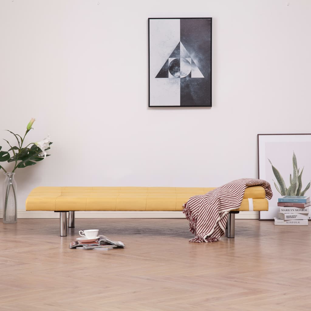 vidaXL Sofa Bed with Two Pillows Yellow Fabric