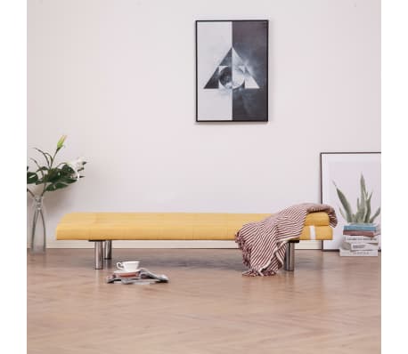 vidaXL Sofa Bed with Two Pillows Yellow Fabric