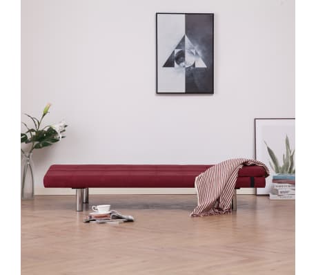 vidaXL Sofa Bed with Two Pillows Wine Red Fabric