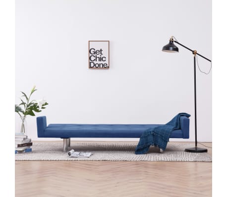 vidaXL Sofa Bed with Armrest Blue Fabric
