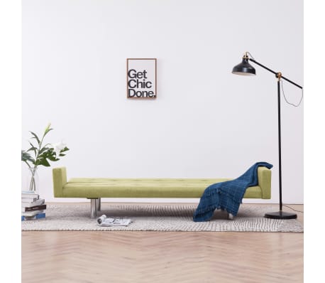 vidaXL Sofa Bed with Armrest Green Fabric