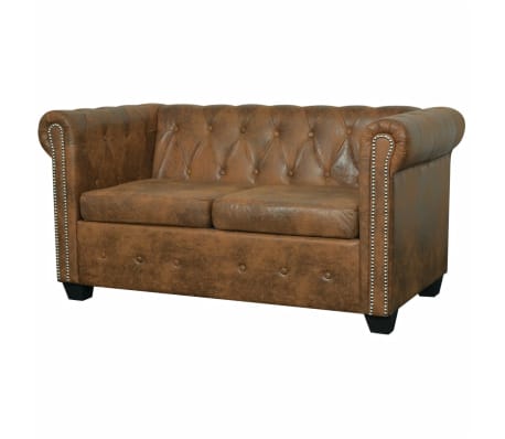 Vidaxl 2 Seater Chesterfield Sofa Soft Brown Couch Lounge Living