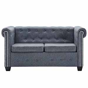 vidaXL 2-seters Chesterfield sofa kunstig semsket skin gr&aring;