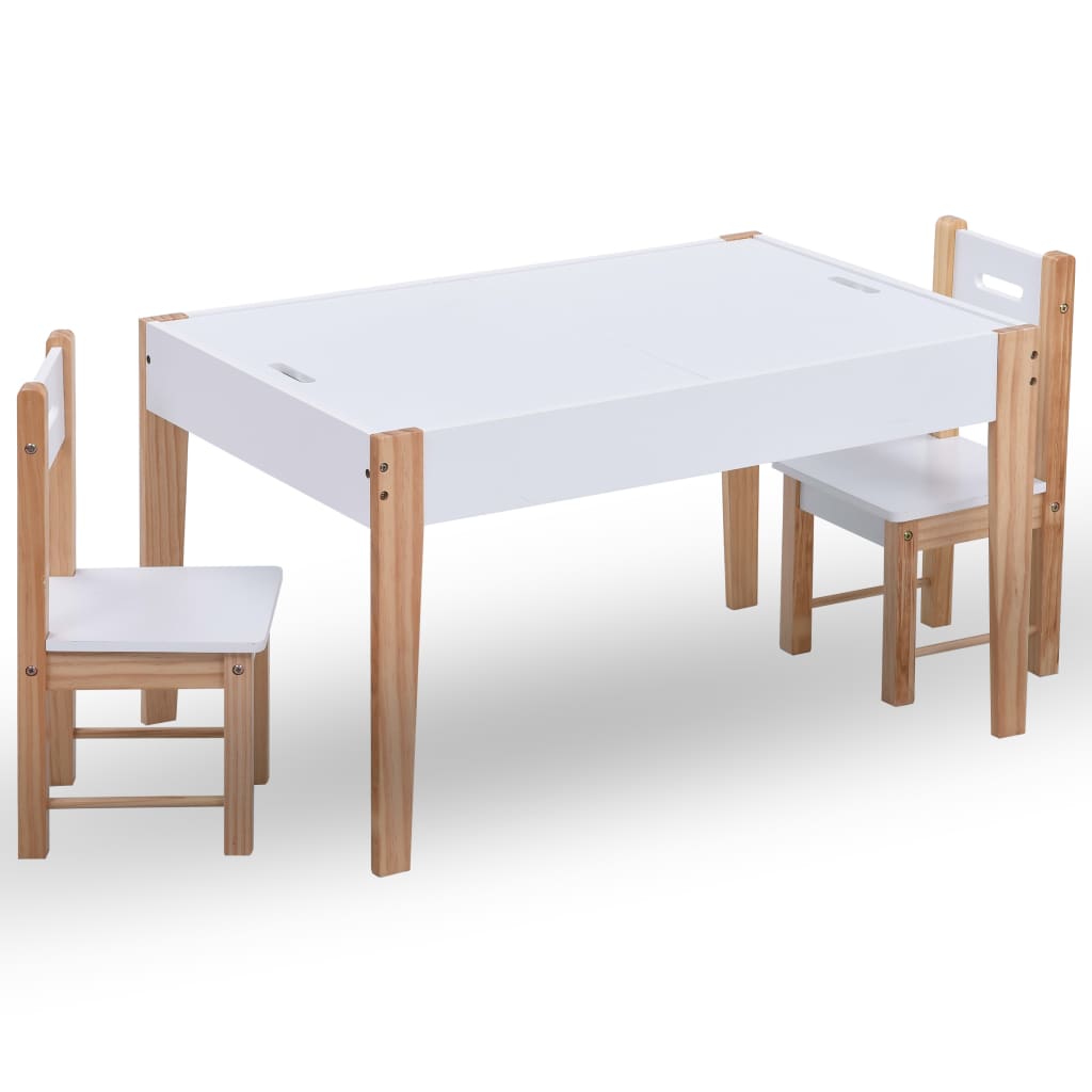 vidaXL Set masă cu scaune pentru copii cu tablă, 3 piese, negru și alb vidaXL