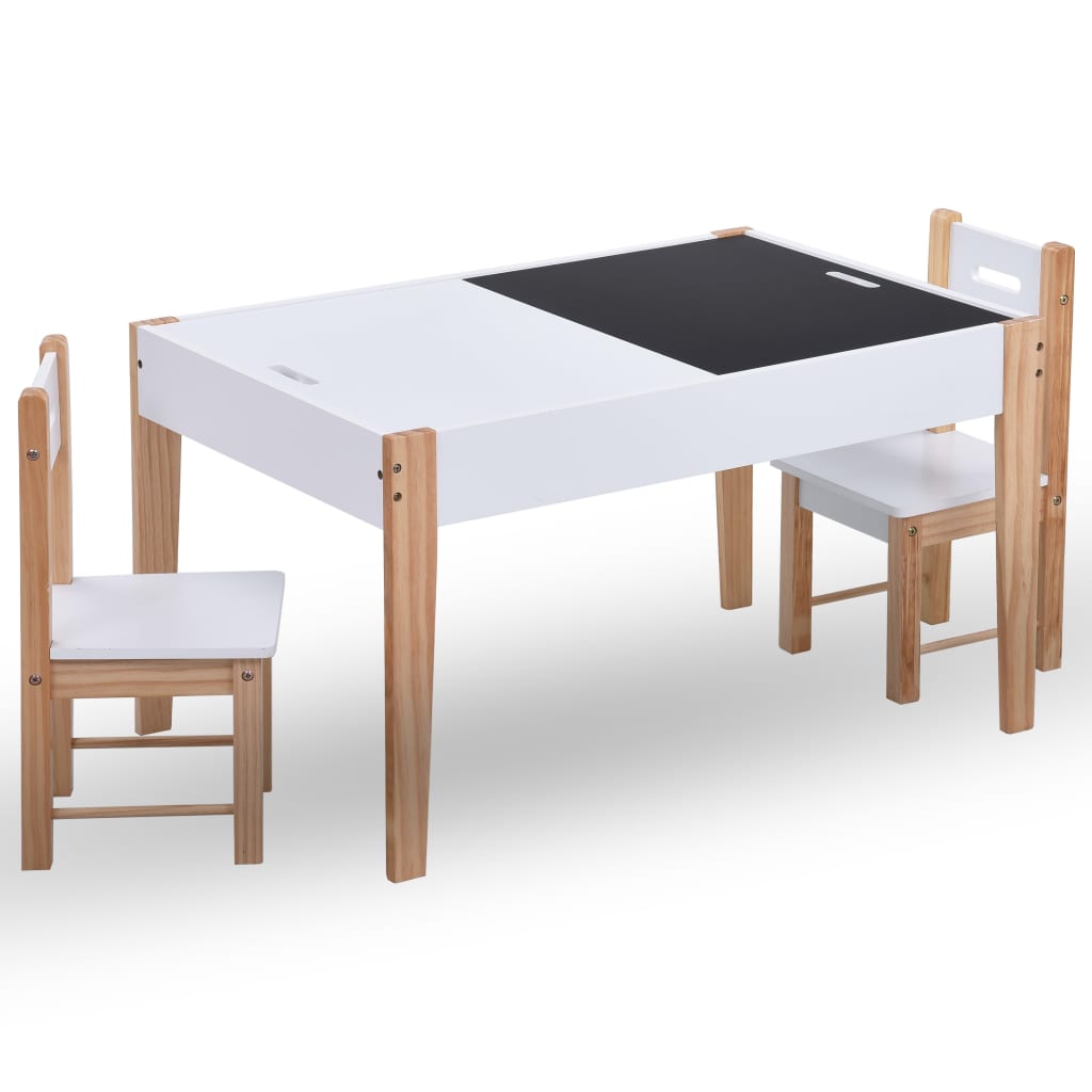 vidaXL Set masă cu scaune pentru copii cu tablă, 3 piese, negru și alb vidaXL imagine 2022