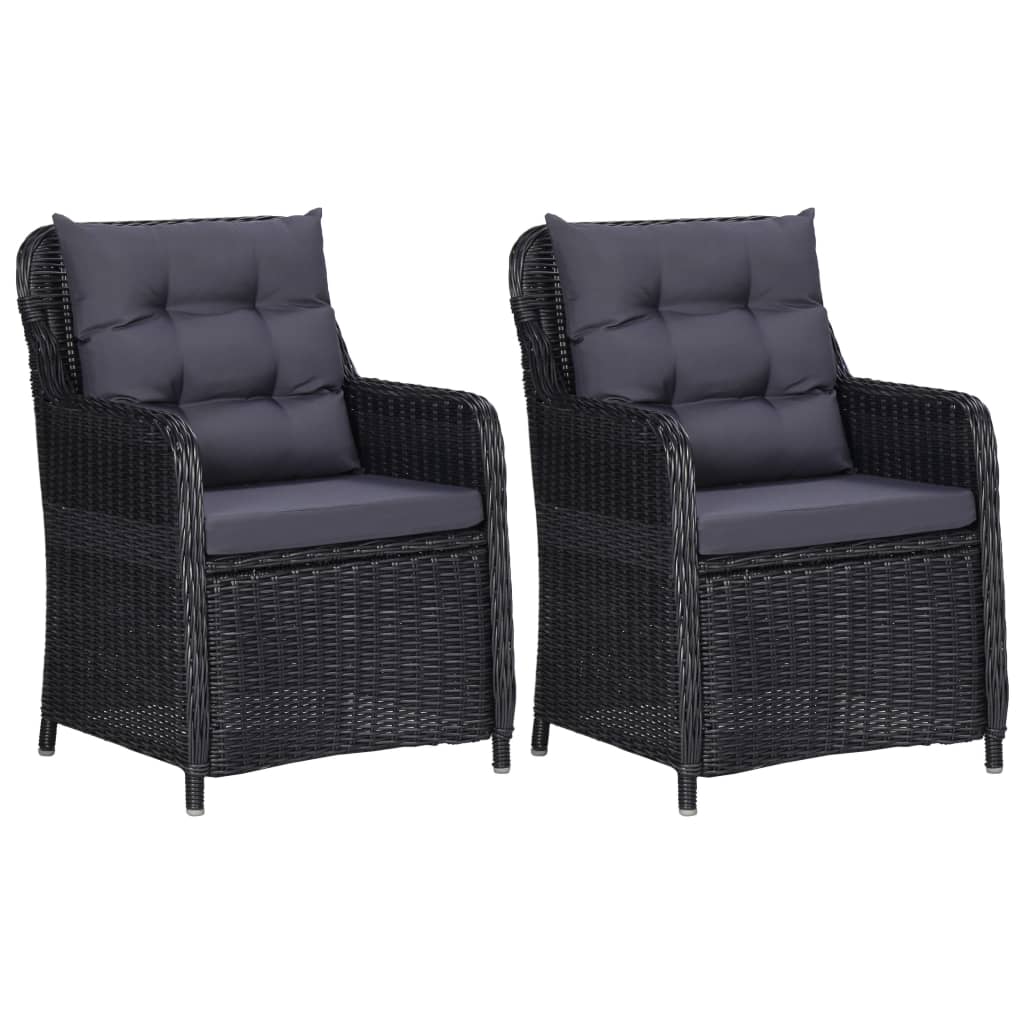 Photos - Garden Furniture VidaXL Rattan Chair Set of 2 Black and Dark Grey 