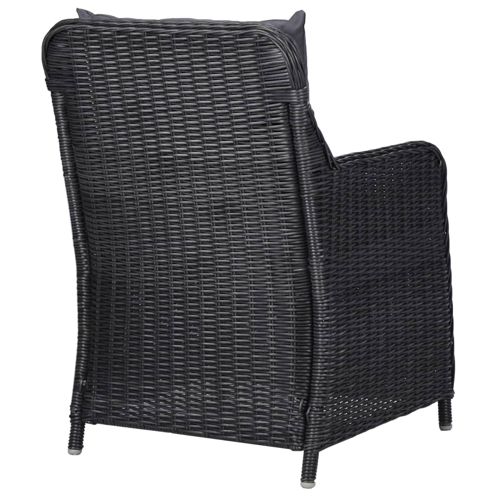  Záhradné stoličky 2 ks s podložkami polyratan čierne