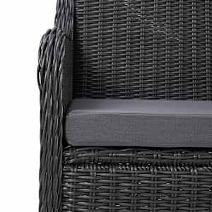 3dílný bistro set s poduškami polyratan černý - obrázek 9
