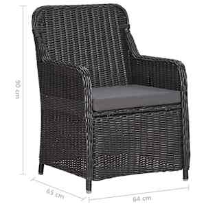 3dílný bistro set s poduškami polyratan černý - obrázek 10