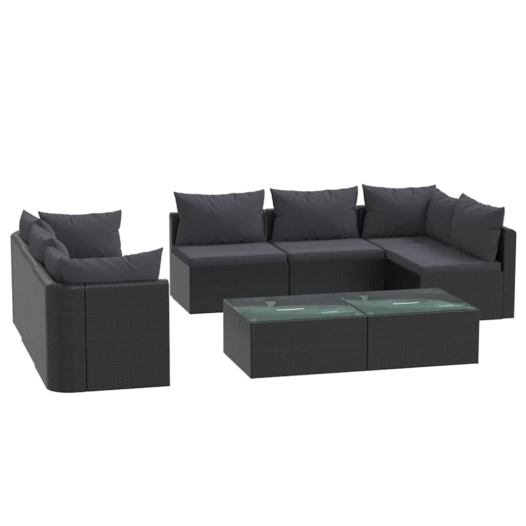 

vidaXL 9 Piece Patio Lounge Set with Cushions Poly Rattan Black