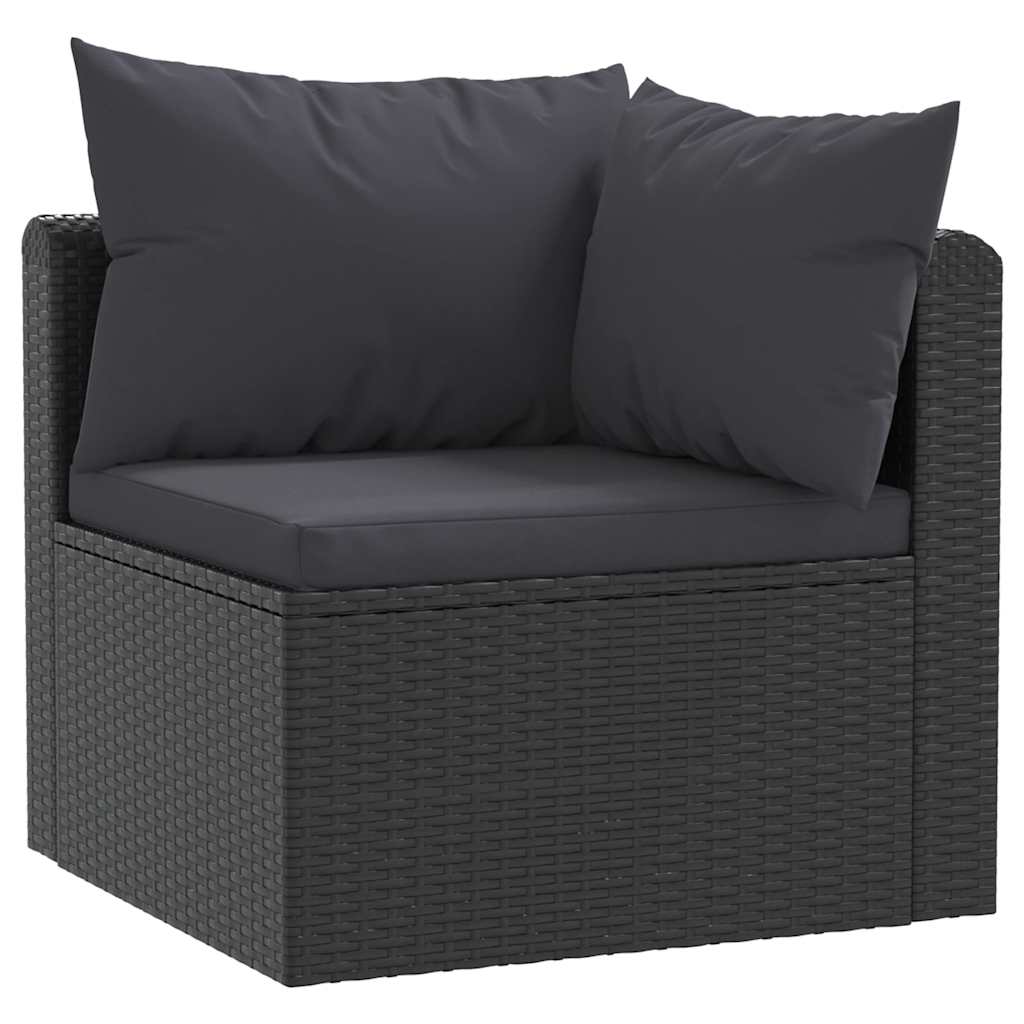 

vidaXL 9-delige Loungeset met kussens poly rattan zwart