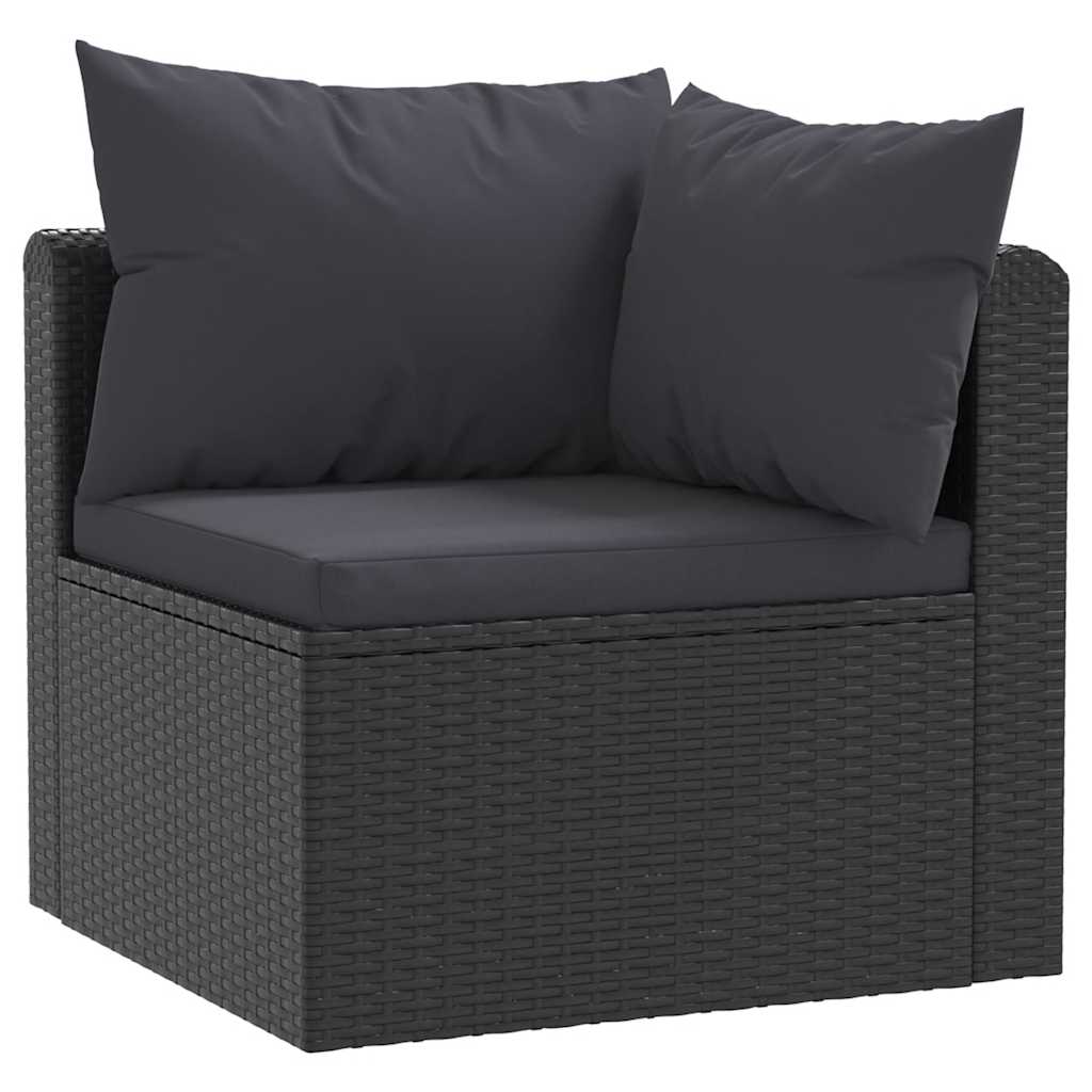 

vidaXL 5-delige Loungeset met kussens poly rattan zwart