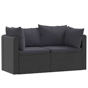 vidaXL 2-osaline aiadiivanikomplekt patjadega, pol&uuml;rotang, must