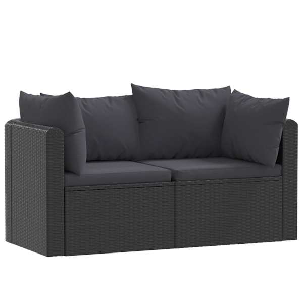 vidaXL 2-osaline aiadiivanikomplekt patjadega, pol&uuml;rotang, must