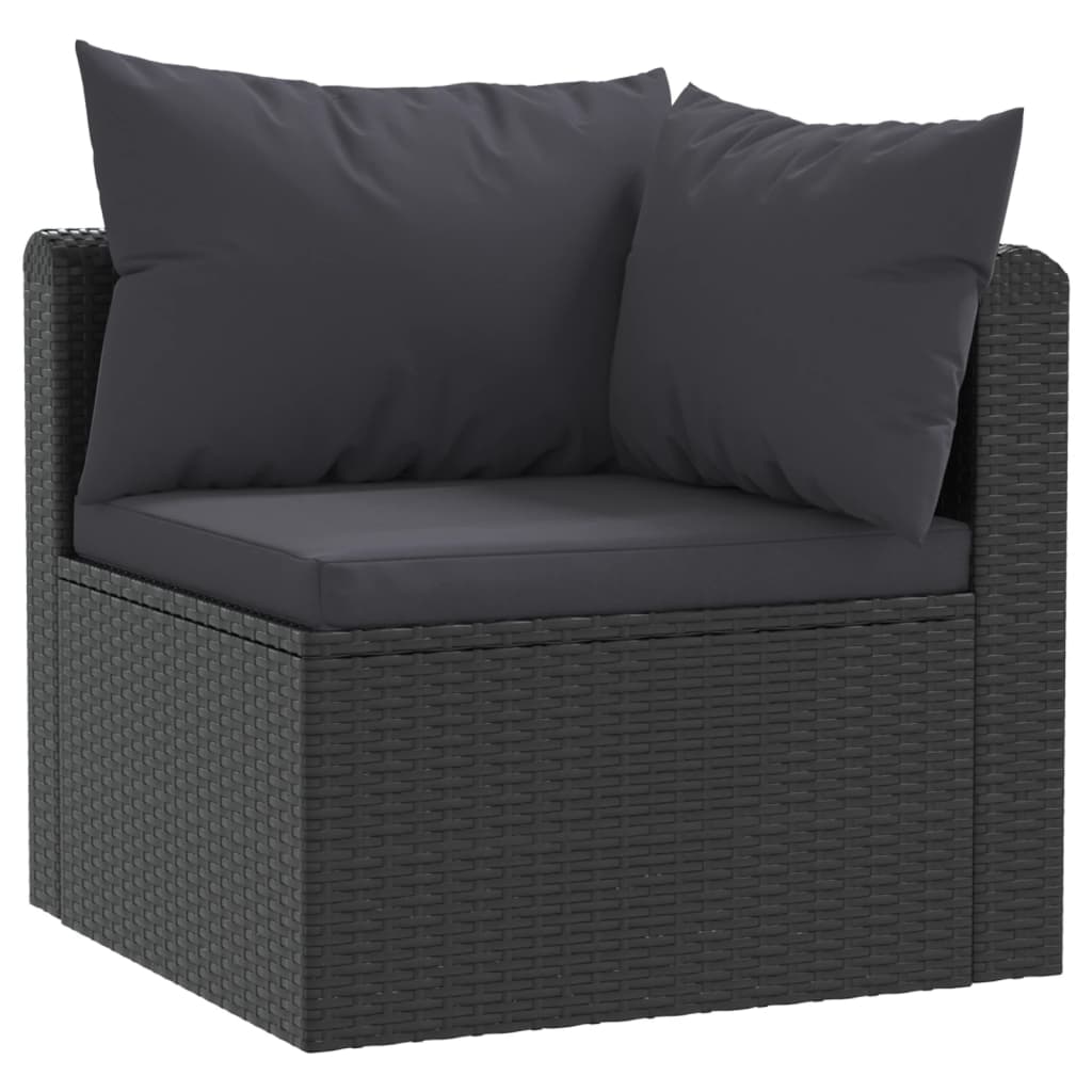

vidaXL 4-delige Loungeset met kussens poly rattan zwart