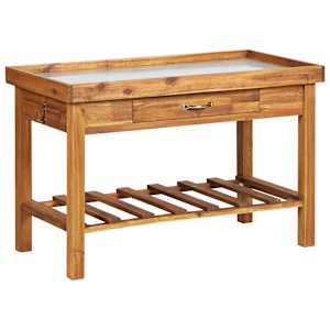 Vrtna delovna miza s površino iz cinka trden akacijev les