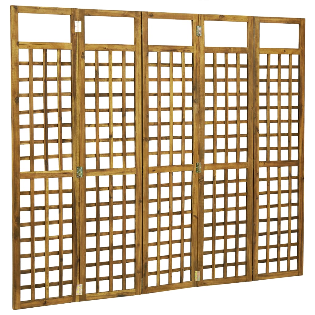 vidaXL Biombo/treliça 5 painéis madeira de acácia maciça 200×170 cm