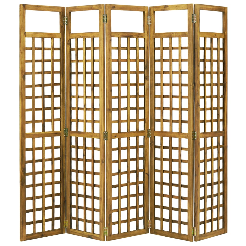 vidaXL 5-Panel Room Divider/Trellis Solid Acacia Wood 200x170 cm