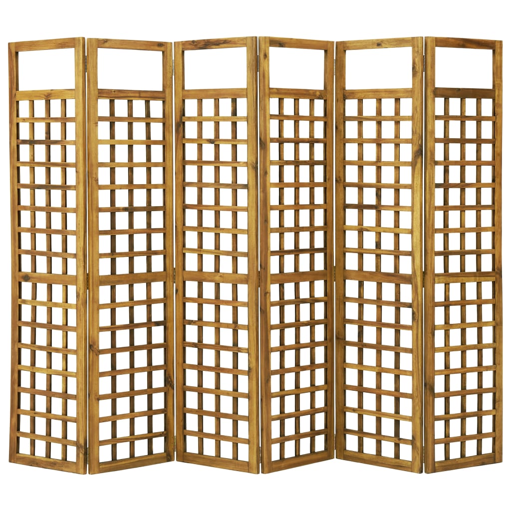 vidaXL 6-Panel Room Divider/Trellis Solid Acacia Wood 240x170 cm