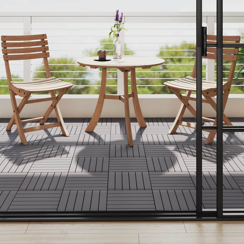 vidaXL Terrassenfliesen 10 Stk. Grau 30 x 30 cm Massivholz Akazie