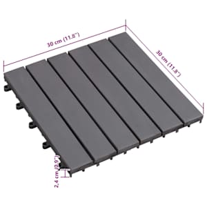 Dlažba na terasu 10 pcs Šedý 30 x 30 cm Akáciové dřevo - obrázek 7