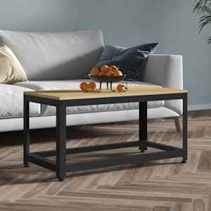 Konferenční stolek světle hnědý a černý 90x45x45cm MDF a železo - obrázek 1