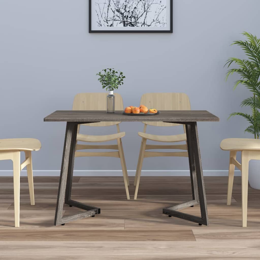vidaXL Masă de bucătărie, gri, 120x60x74 cm, MDF și fier (si imagine noua