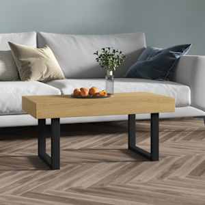Konferenční stolek světle hnědý a černý 90x45x40 cm MDF železo - obrázek 1
