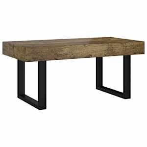 Konferenční stolek tmavě hnědý a černý 90x45x40 cm MDF a železo - obrázek 2