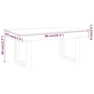 Konferenční stolek tmavě hnědý a černý 90x45x40 cm MDF a železo - obrázek 6