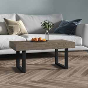 Konferenční stolek šedý a černý 90 x 45 x 40 cm MDF a železo