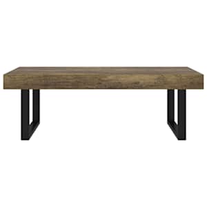 Konferenční stolek tmavě hnědý a černý 120x60x40 cm MDF železo - obrázek 3