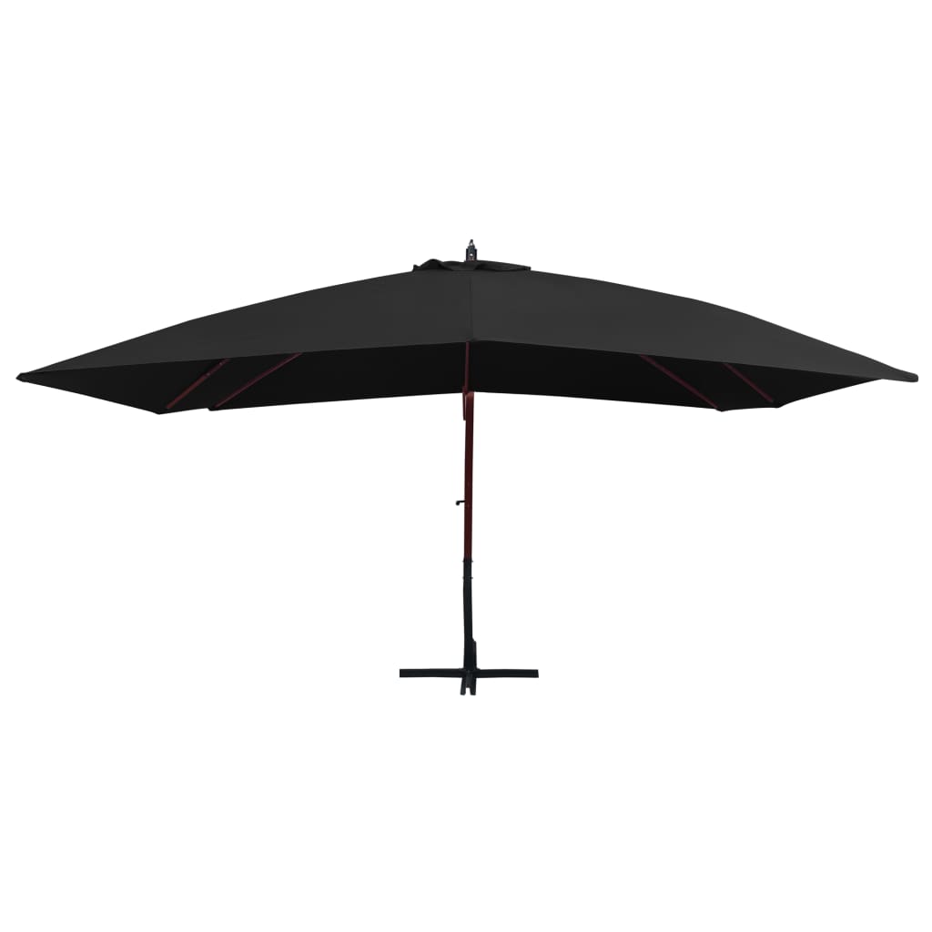 vidaXL Umbrelă suspendată cu stâlp din lemn, negru, 400 x 300 cm