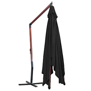 Závěsný slunečník s dřevěnou tyčí 400 x 300 cm černý - obrázek 4