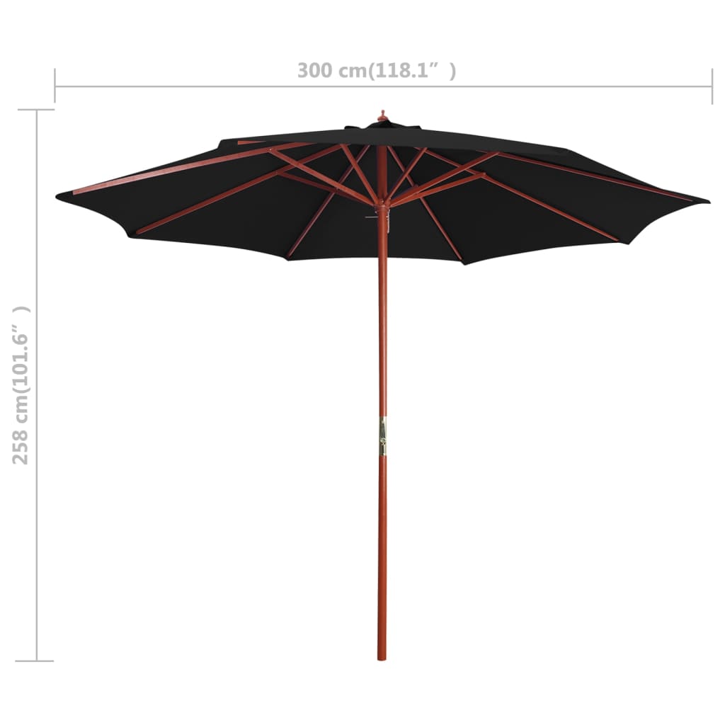 Parasol ogrodowy UV 300 cm czarny