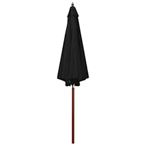 Slunečník s dřevěnou tyčí 300 x 258 cm černý - obrázek 2