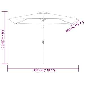 Zahradní slunečník s kovovou tyčí 300 x 200 cm černý - obrázek 10