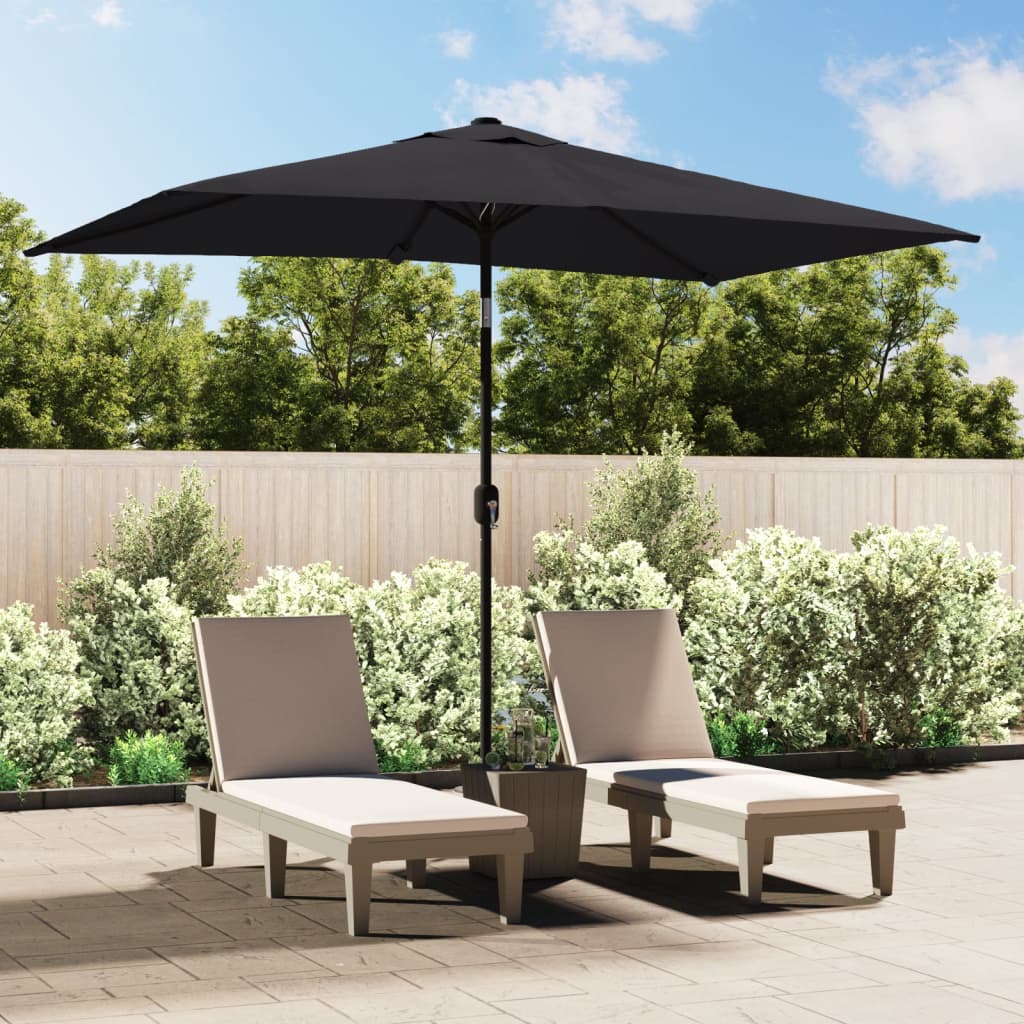 vidaXL Umbrelă de soare de exterior cu stâlp metalic, negru 300x200 cm