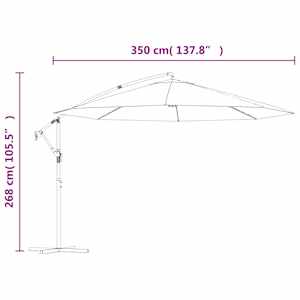 Boční zahradní slunečník s hliníkovou tyčí 350 cm modrý - obrázek 10