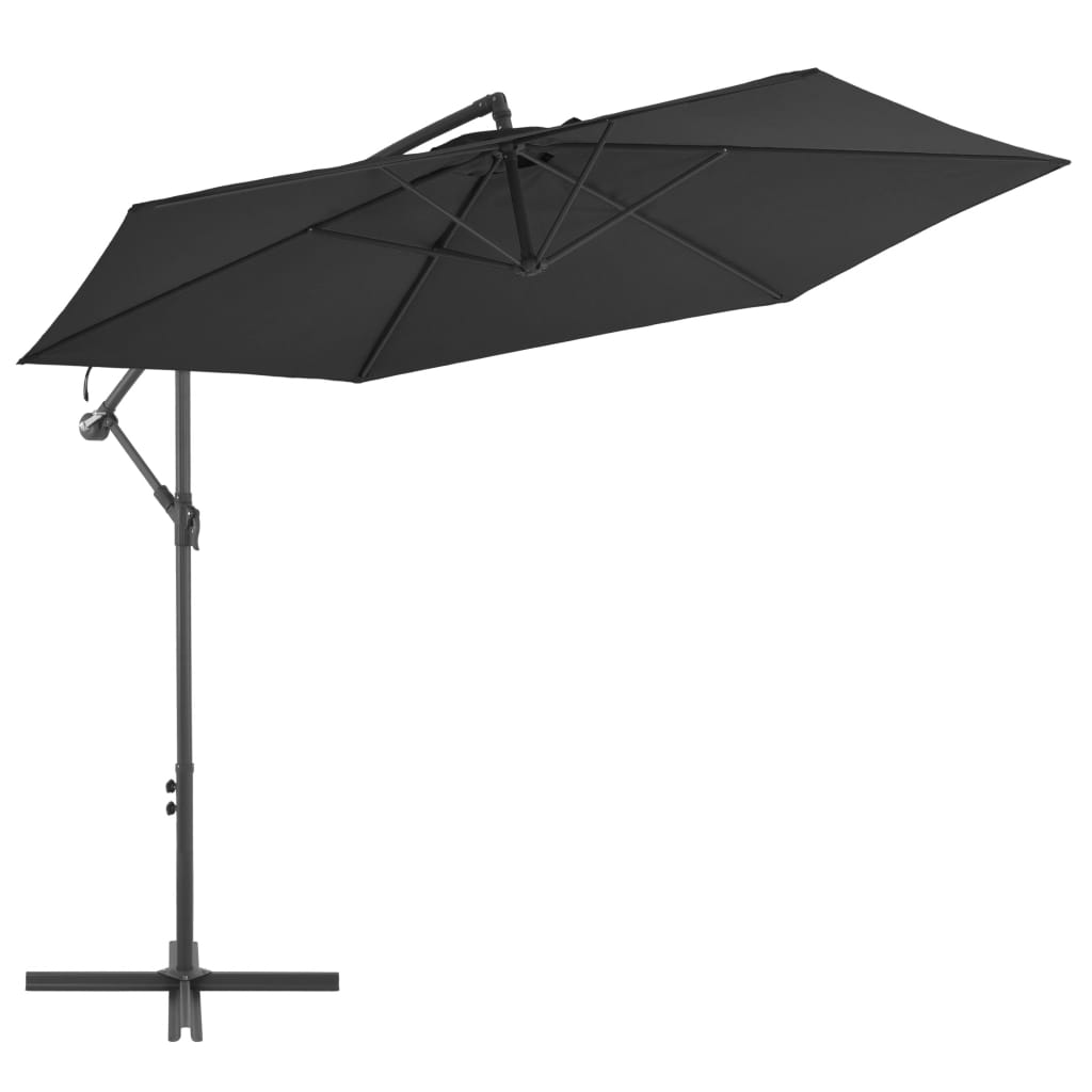 Parasol wiszący z aluminiowym słupkiem, 300 cm, czarny