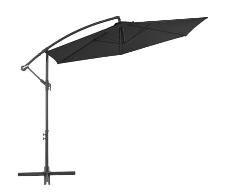 vidaXL Parasol de jardin en porte-&agrave;-faux avec m&acirc;t en aluminium noir