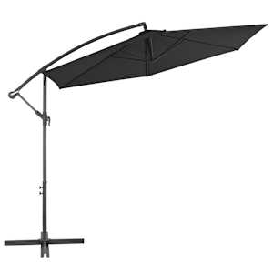 vidaXL Parasol de jardin en porte-&agrave;-faux avec m&acirc;t en aluminium noir