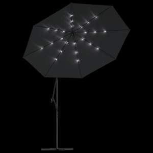 Boční zahradní slunečník s LED a ocelovou tyčí 300 cm černý - obrázek 6