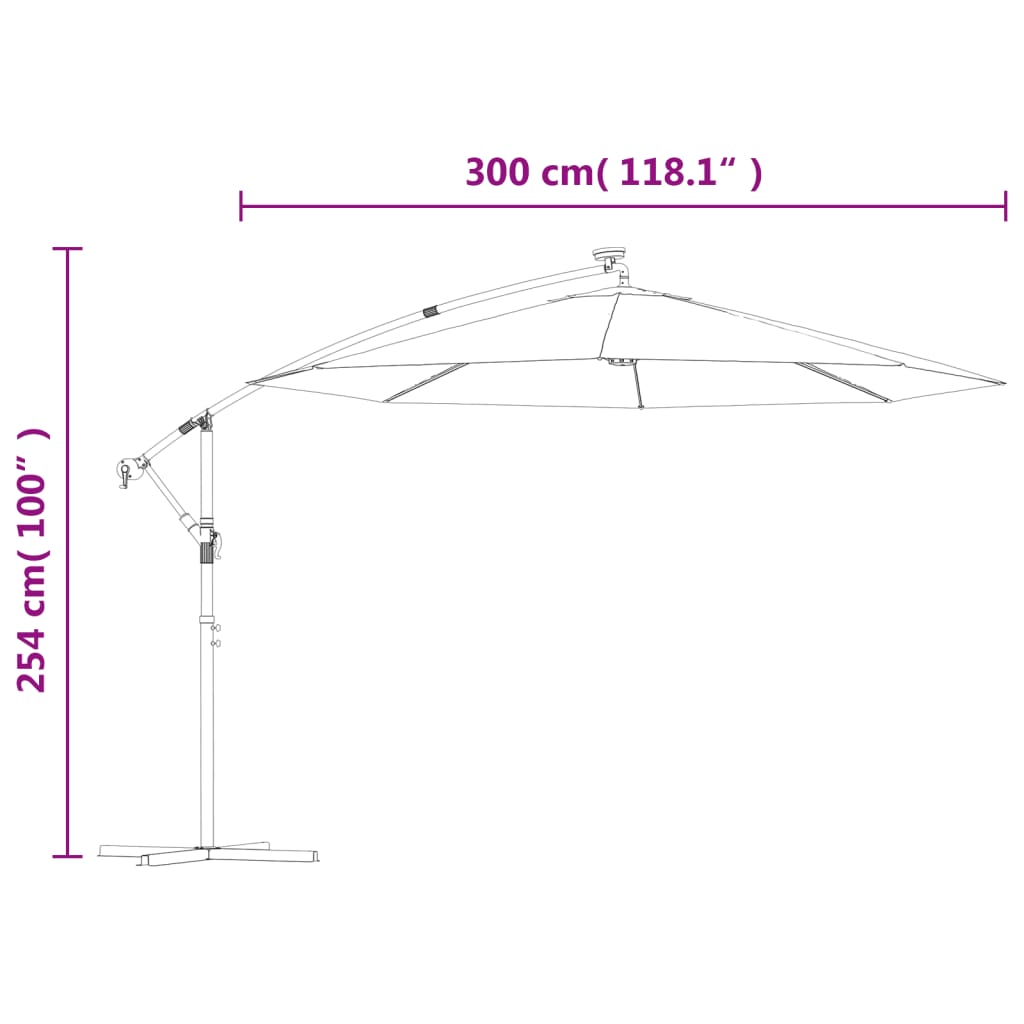 Parasol ogrodowy z oświetleniem LED - ochrona przed słońcem i romantyczna atmosfera, 300x254 cm