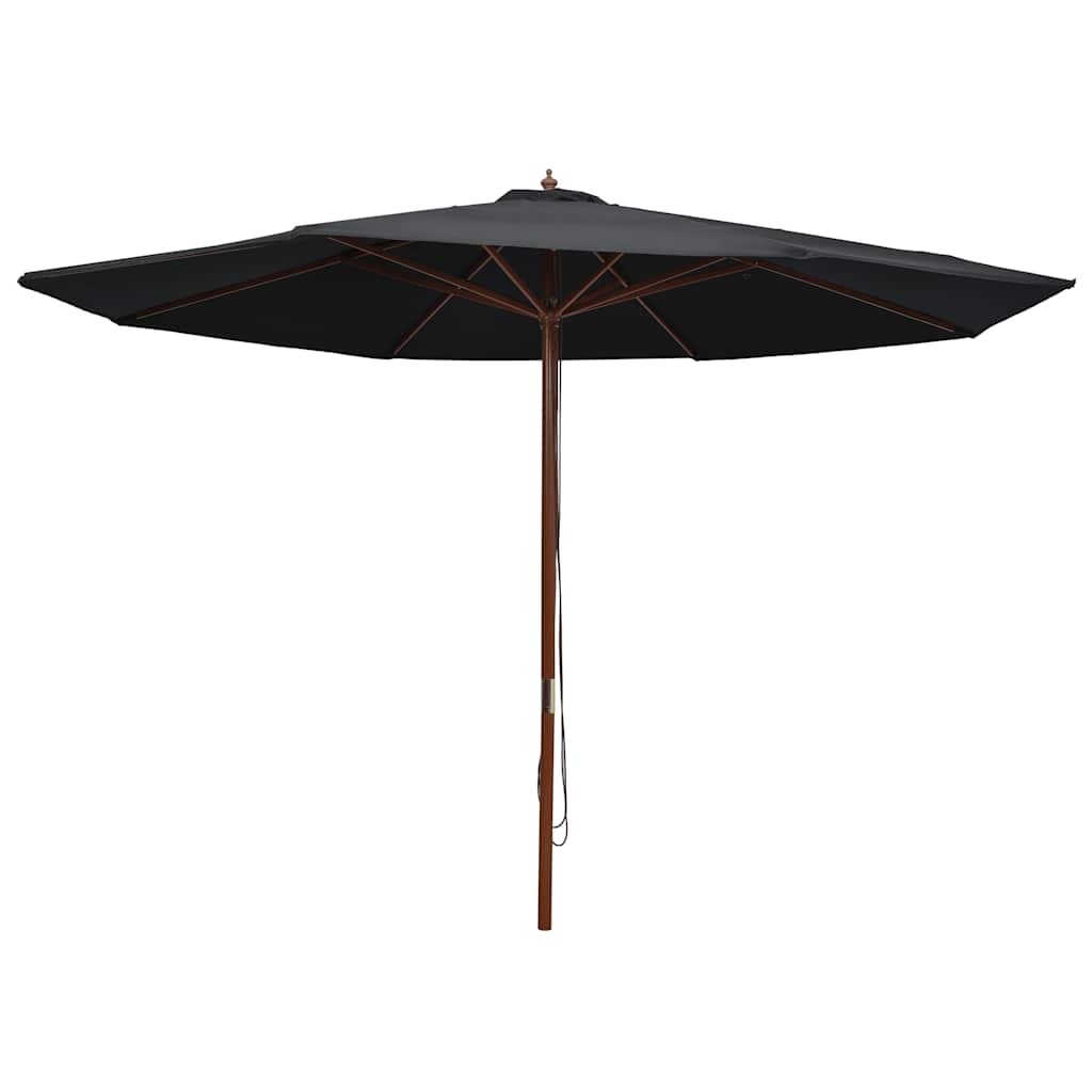 vidaXL Sonnenschirm mit Holzmast 350 cm Schwarz
