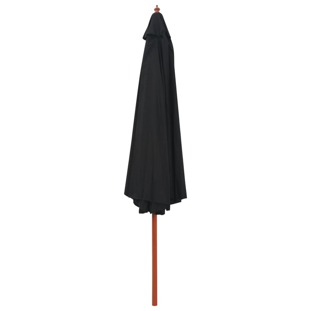 vidaXL Parasol met houten paal 350 cm zwart afbeelding