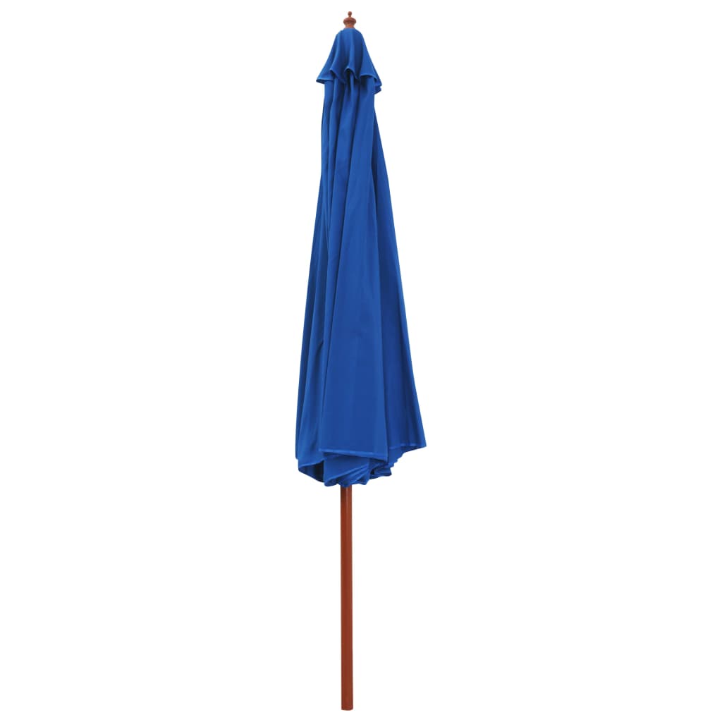 vidaXL Parasol met houten paal 350 cm blauw afbeelding